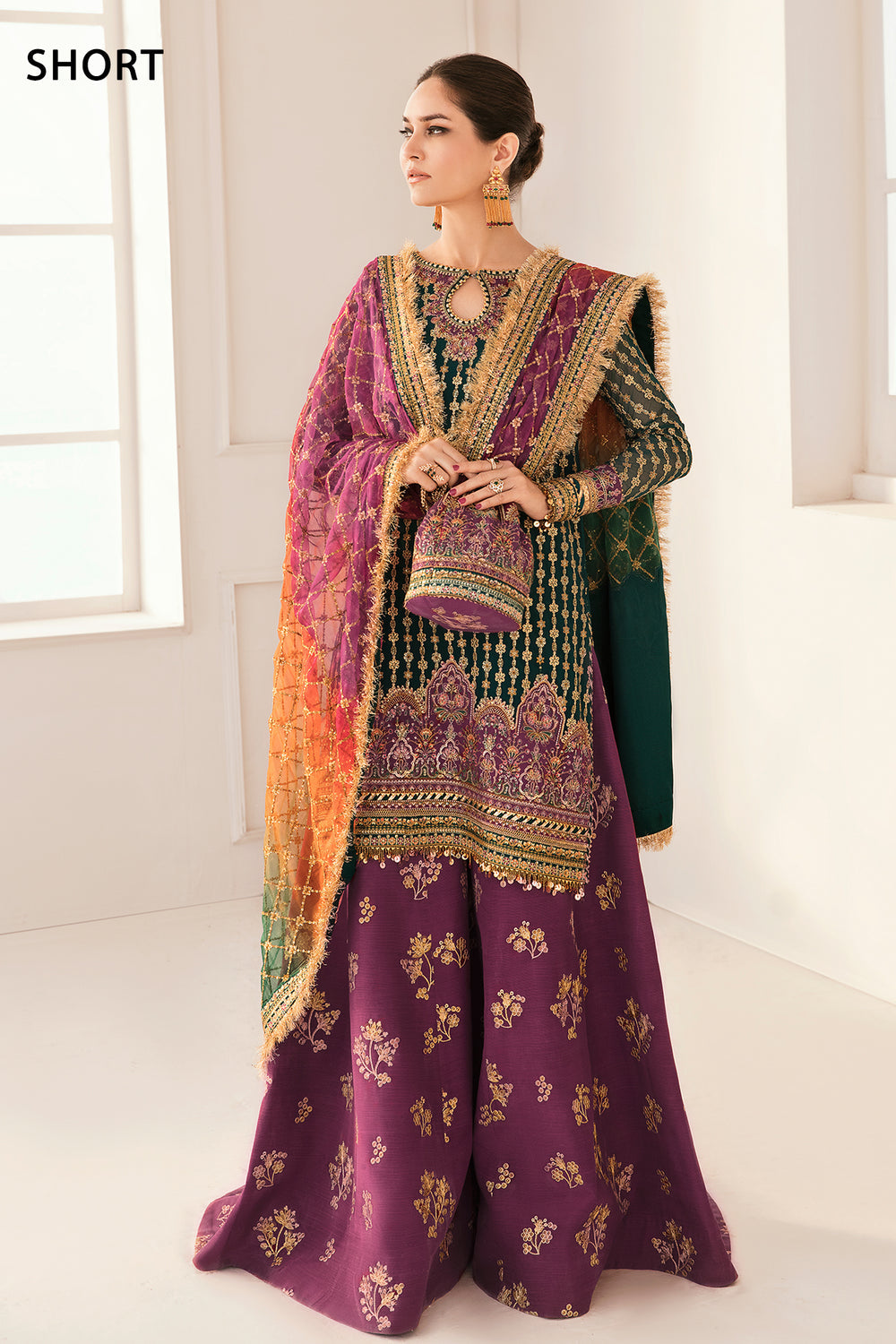 BAROQUE | EXCLUSIVE GHARARA | ELEGANTLY PREMIUM HAND EMBELLISHMENT EMBROIDERED SEQUENCE WORK CHIFFON GHARARA | UNSTITCHED 3-PIECE | CH11-06