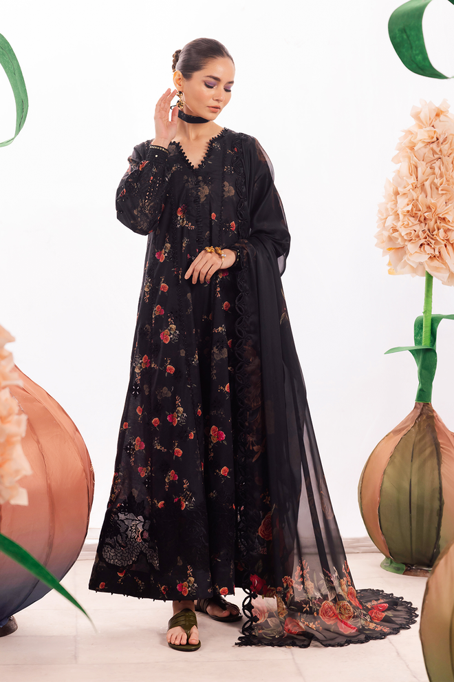 DAHLIA BY IZNIK | DIGITAL PRINTED & CHICKANKARI EMBROIDERED LAWN | UNSTITCHED 3-PIECE SUIT | DL-08 ENCHANT