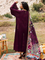 BIN ILYAS - LUXURY LAWN EMBROIDERED WITH DIGITAL PRINTED SILK DUPATTA & TROUSER 3 PIECE UNSTITCHED SUIT