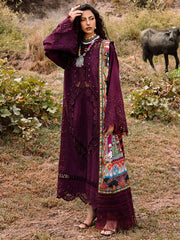 BIN ILYAS - LUXURY LAWN EMBROIDERED WITH DIGITAL PRINTED SILK DUPATTA & TROUSER 3 PIECE UNSTITCHED SUIT