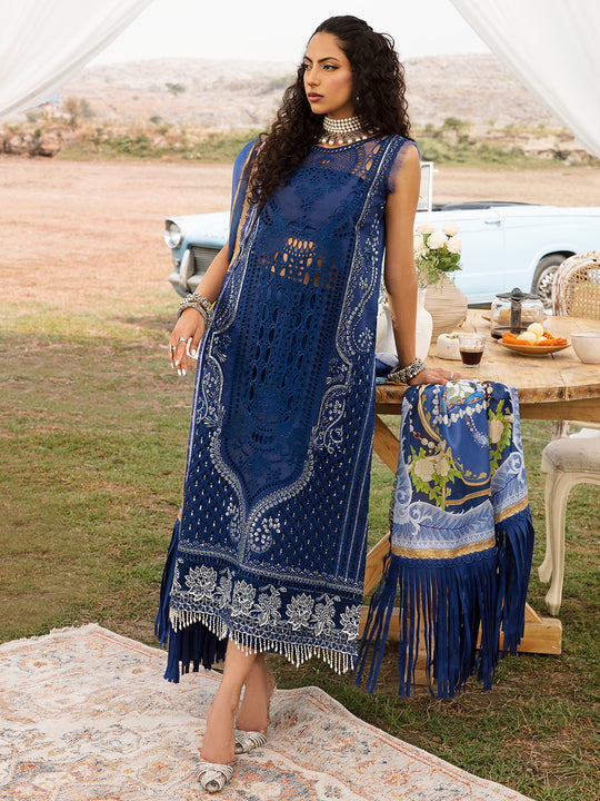 MEM SAAB BY BINILYAS - ROYAL BLUE LUXURY EMBROIDERED LAWN UNSTITCHED 3-PIECE SUIT