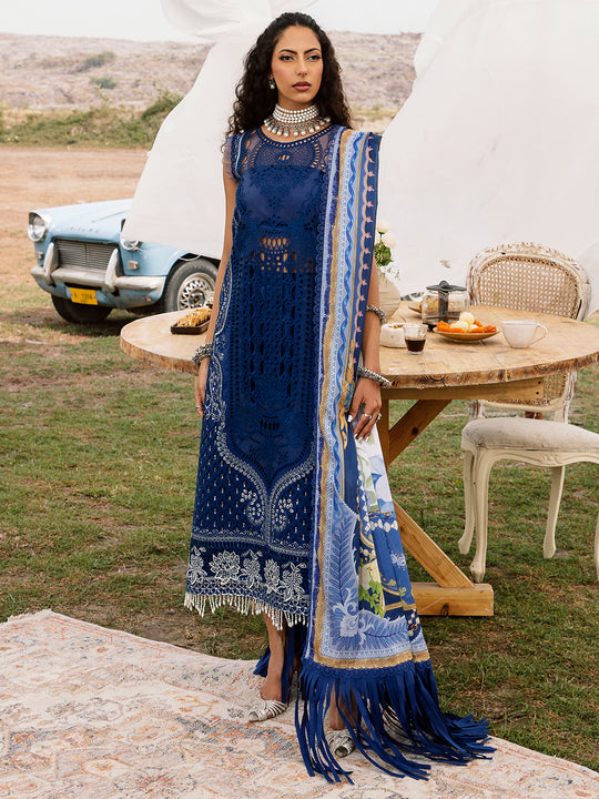 MEM SAAB BY BINILYAS - ROYAL BLUE LUXURY EMBROIDERED LAWN UNSTITCHED 3-PIECE SUIT