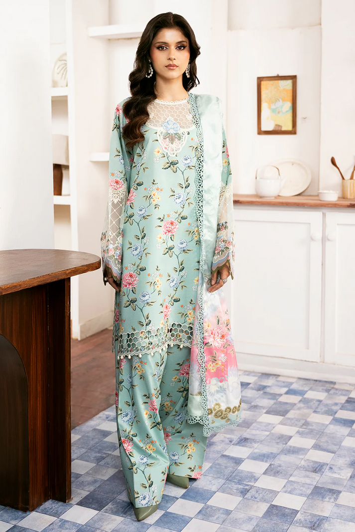 BIN ILYAS | MULTI DIGITAL PRINTED LAWN WITH HEAVY EMBROIDERED UNSTITCHED 3-PIECE SUIT | NOURA 71 A