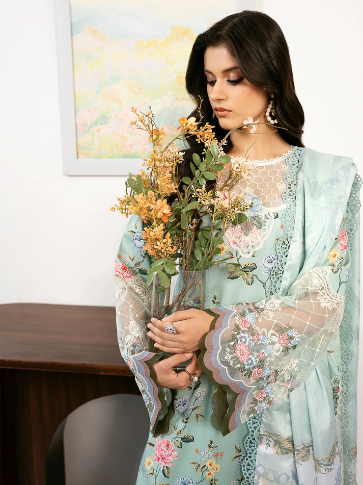 BIN ILYAS | MULTI DIGITAL PRINTED LAWN WITH HEAVY EMBROIDERED UNSTITCHED 3-PIECE SUIT | NOURA 71 A