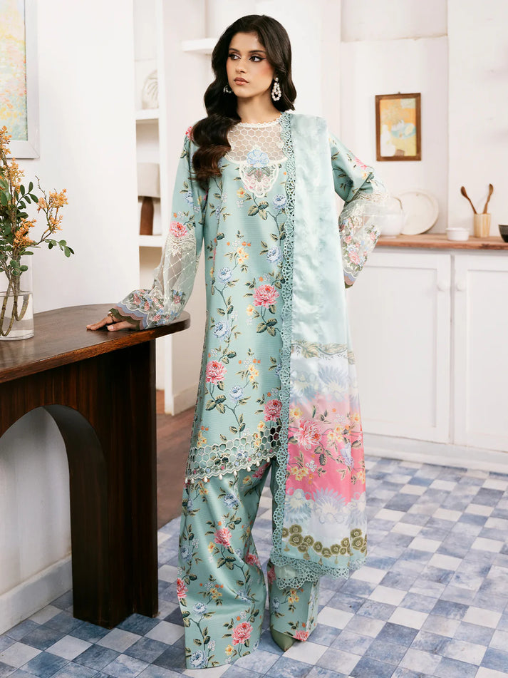 BIN ILYAS | MULTI DIGITAL PRINTED LAWN WITH HEAVY EMBROIDERED UNSTITCHED 3-PIECE SUIT | NOURA 71 A