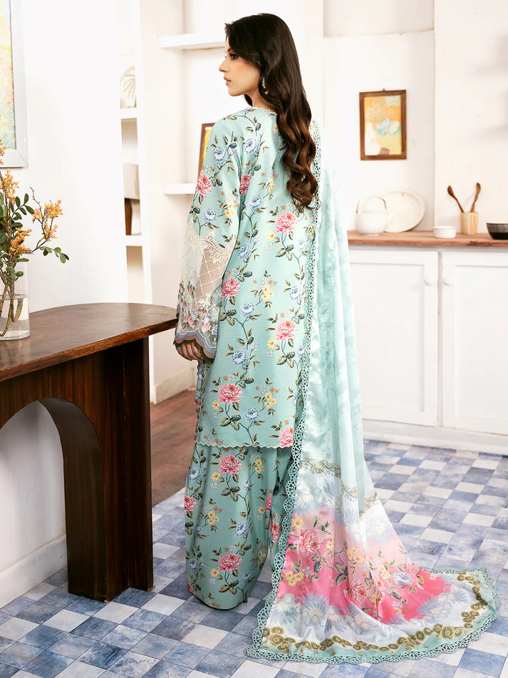 BIN ILYAS | MULTI DIGITAL PRINTED LAWN WITH HEAVY EMBROIDERED UNSTITCHED 3-PIECE SUIT | NOURA 71 A