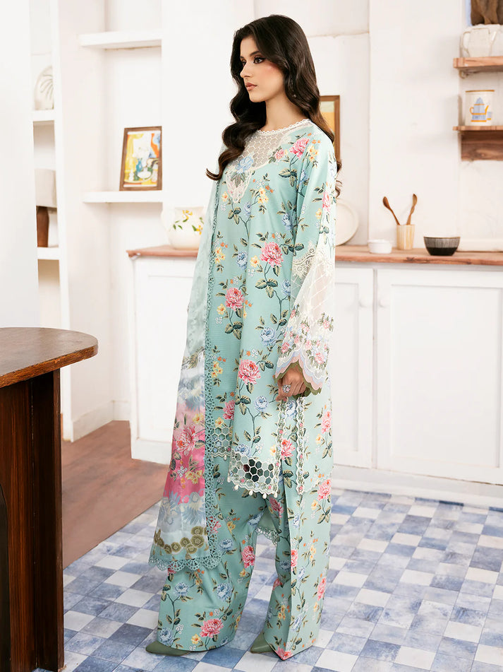 BIN ILYAS | MULTI DIGITAL PRINTED LAWN WITH HEAVY EMBROIDERED UNSTITCHED 3-PIECE SUIT | NOURA 71 A