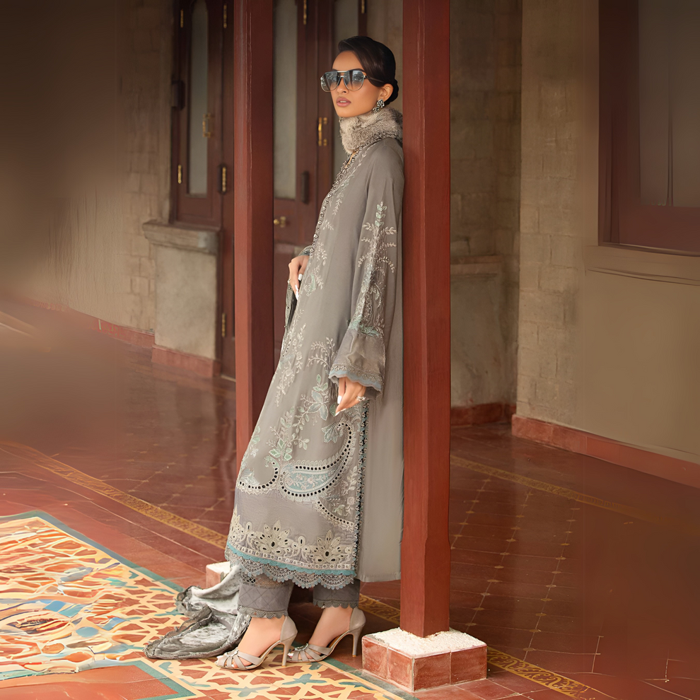 MARIA B - LUXURY LAWN - CHIKANKARI WORK WITH HEAVY EMBROIDERED -  UNSTITCHED 3-PIECE SUIT