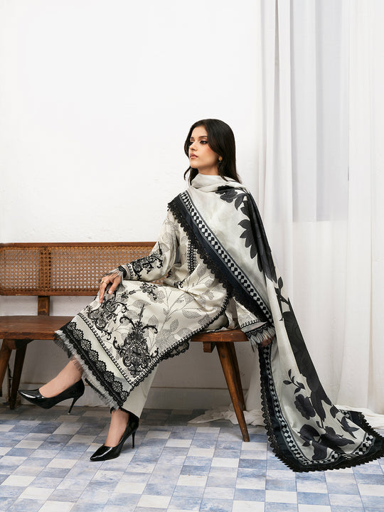 NOURA BY BIN ILYAS | BEAUTIFUL DIGITAL PRINTED WITH EMBROIDERED LAWN | UNSTITCHED 3-PIECE SUIT | 73-B