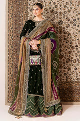 JAZMIN | LUXURY VELVET COLLECTION | FULLY HEAVY THREAD EMBROIDERED SEQUENCE WORK & HANGING TASSELS WORK | UNSTITCHED 3-PIECE SUIT | CVF-D09-0 | DHANI