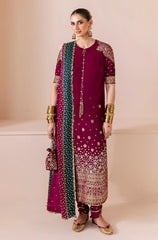 JAZMIN | ELEGANTLY VELVET WEAR | FULLY HEAVY MULTI THREAD EMBROIDERED SEQUENCE WORK & EMBROIDERED BANCHES WORK WITH MULTI SEQUENCE EMBROIDERED CLUTCH | UNSTITCHED 3-PIECE SUIT | CVF-D-02