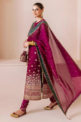 JAZMIN | ELEGANTLY VELVET WEAR | FULLY HEAVY MULTI THREAD EMBROIDERED SEQUENCE WORK & EMBROIDERED BANCHES WORK WITH MULTI SEQUENCE EMBROIDERED CLUTCH | UNSTITCHED 3-PIECE SUIT | CVF-D-02