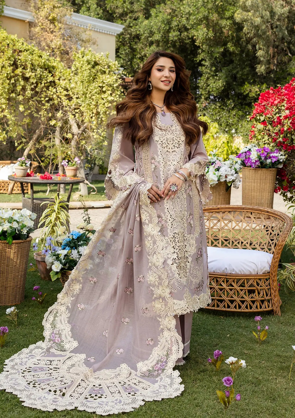 RAHA BY ELAF | LUXURY CHICKENKARI LAWN WITH FULLY HEAVY MULTI THREAD EMBROIDERED WORK | UNSTITCHED 3-PIECE SUIT ELM-1A