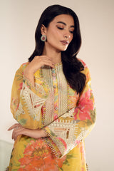 BAROQUE - DIGITAL PRINTED SWISS LAWN WITH HEAVY EMBROIDERED COLLECTION - UNSTITCHED 3-PIECE SUIT - YELLOW FLORAL