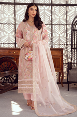 BINT-E-NOOR | EXCLUSIVE WEAR | MULTI DIGITAL PRINTED WITH PREMIUM EMBROIDERED ORGANZA DRESS WITH PRINTED CLUTCH | UNSTITCHED 3-PIECE SUIT