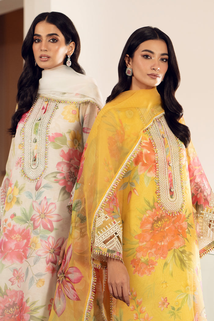 BAROQUE - DIGITAL PRINTED SWISS LAWN WITH HEAVY EMBROIDERED COLLECTION - UNSTITCHED 3-PIECE SUIT - YELLOW FLORAL