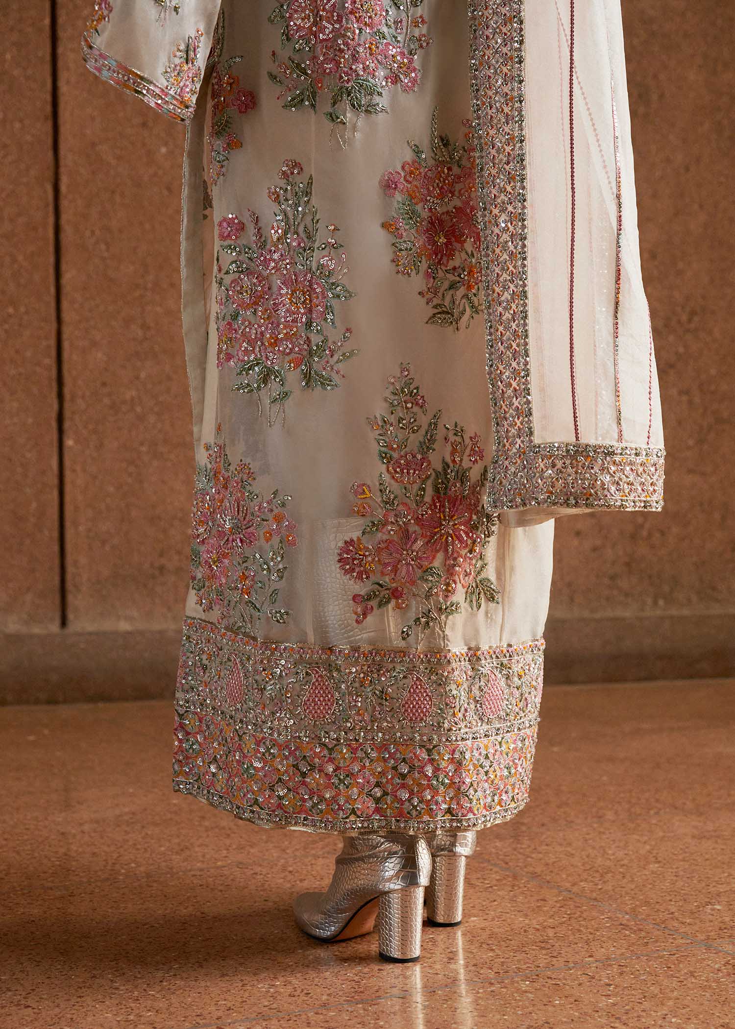 HUSSAIN REHAR - EURU | LUXURY ORGANZA HANDMADE EMBROIDERED UNSTITCHED SUIT