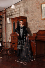 NOOR BY SAADIA ASAD EMBROIDERED BLACK VELVET SUIT