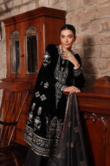 NOOR BY SAADIA ASAD EMBROIDERED BLACK VELVET SUIT