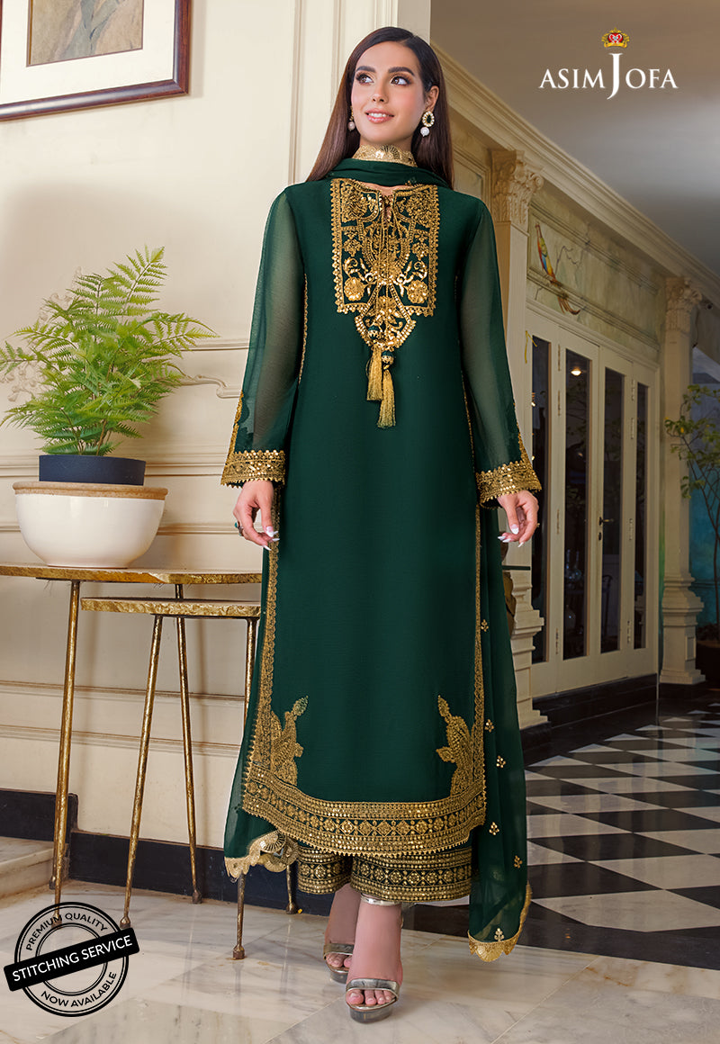 ASIM JOFA | BEAUTIFULLY ARTICLE | FULLY HEAVY THREAD EMBROIDERED SEQUENCE WORK CHIFFON DRESS | UNSTITCHED 3-PIECE SUIT | AJIM-03