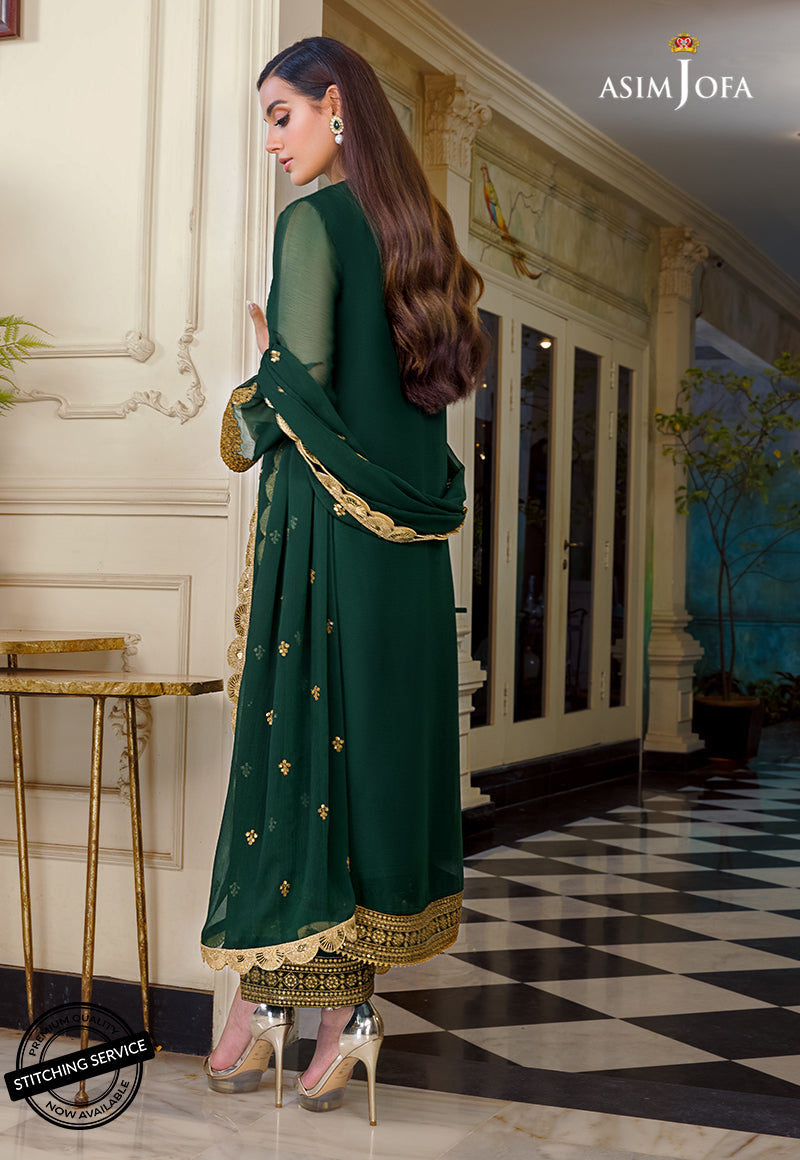 ASIM JOFA | BEAUTIFULLY ARTICLE | FULLY HEAVY THREAD EMBROIDERED SEQUENCE WORK CHIFFON DRESS | UNSTITCHED 3-PIECE SUIT | AJIM-03
