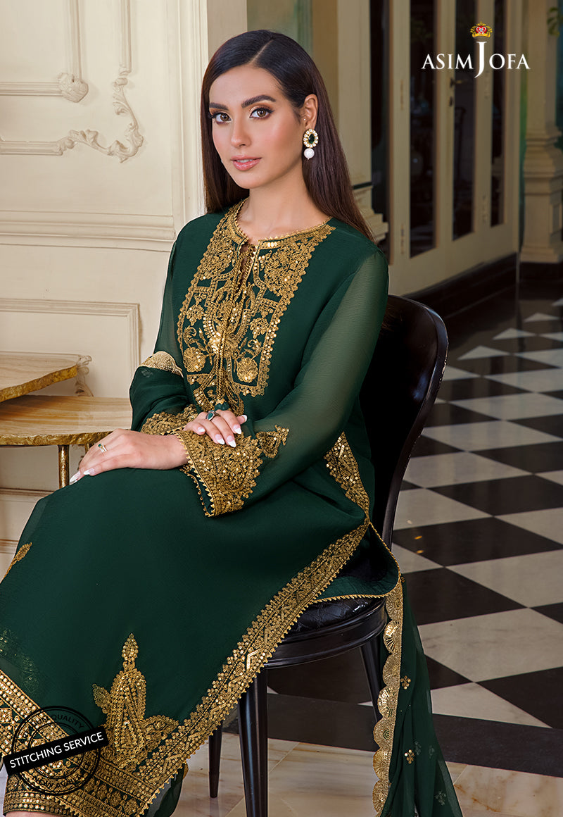 ASIM JOFA | BEAUTIFULLY ARTICLE | FULLY HEAVY THREAD EMBROIDERED SEQUENCE WORK CHIFFON DRESS | UNSTITCHED 3-PIECE SUIT | AJIM-03