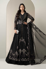 MARIA B | EXCLUSIVE WEAR | PREMIUM HAND EMBELLISHMENTE EMBROIDERED NET MAXI | UNSTITCHED 3-PIECE SUIT | BDS-3004 | BLACKY