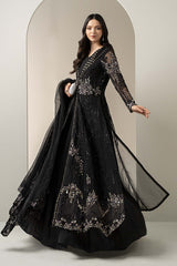 MARIA B | EXCLUSIVE WEAR | PREMIUM HAND EMBELLISHMENTE EMBROIDERED NET MAXI | UNSTITCHED 3-PIECE SUIT | BDS-3004 | BLACKY
