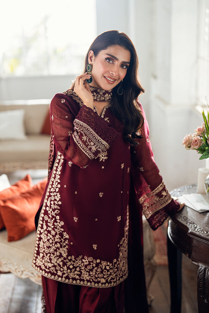 BERRY DUSK BY AZURE | ELEGANTLY FULLY HEAVY GOLDEN THREAD EMBROIDERED SEQUENCE WORK CHIFFON | UNSTITCHED 3-PIECE SUIT | D-I-01558