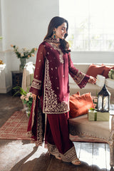 BERRY DUSK BY AZURE | ELEGANTLY FULLY HEAVY GOLDEN THREAD EMBROIDERED SEQUENCE WORK CHIFFON | UNSTITCHED 3-PIECE SUIT | D-I-01558