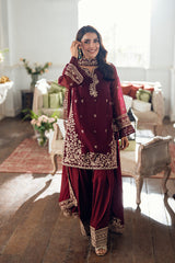 BERRY DUSK BY AZURE | ELEGANTLY FULLY HEAVY GOLDEN THREAD EMBROIDERED SEQUENCE WORK CHIFFON | UNSTITCHED 3-PIECE SUIT | D-I-01558
