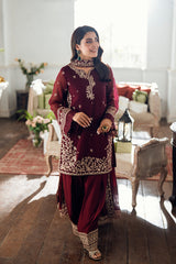 BERRY DUSK BY AZURE | ELEGANTLY FULLY HEAVY GOLDEN THREAD EMBROIDERED SEQUENCE WORK CHIFFON | UNSTITCHED 3-PIECE SUIT | D-I-01558