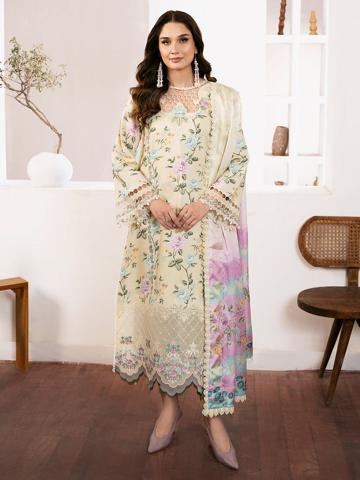 NOURA BY BIN ILYAS | DIGITAL PRINTED LUXURY LAWN WITH HEAVY EMBROIDERED | UNSTITCHED 3-PIECE SUIT