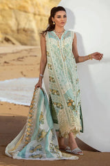 CRIMSON - SICILIAN - AQUA GREEN - CHIKANKARI WORK WITH HEAVY EMBROIDERED LAWN UNSTITCHED 3-PIECE SUIT