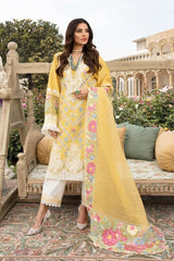 CRIMSON FLORAL AFFAIR CHIKANKARI LAWN 3 PC - 01293