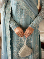 CALYPSO BY GULAAL | EXQUISITELY ORGANZA EMBROIDERED DRESS | LUXURY FULLY HEAVY HAND EMBELLISHMENT EMBROIDERED SEQUENCE WORK WITH HANGING TASSELS & HANGING PEARL'S WORK | UNSTITCHED 3-PIECE SUIT | GL-EC-23V1-05