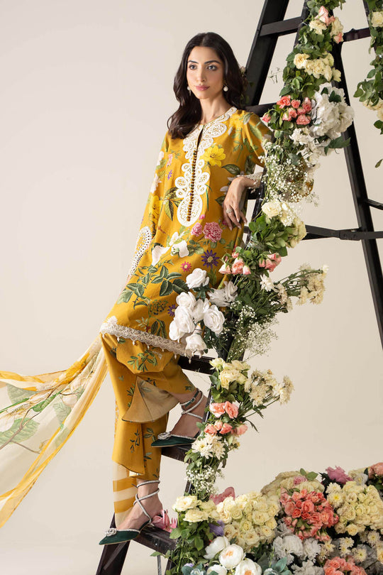 MARIA.B | FLOWERS MULTI DIGITAL PRINTED WITH HEAVY EMBROIDERED BREEZE LAWN | UNSTITCHED 3-PIECE SUIT | MPS-2604-B