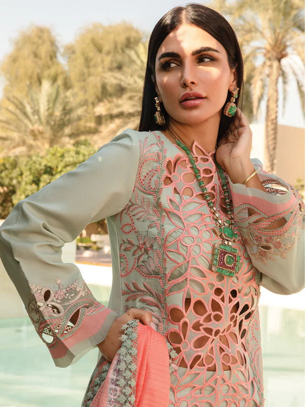 ORCHID BY RANG RASIYA CARNATION LUXURY LAWN LAZER CUT WORK WITH HEAVY EMBROIDERED - UNSTITCHED 3-PIECE SUIT