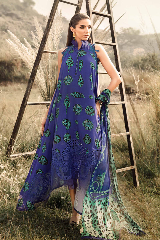 MARIA B - BLUE DIGITAL PRINTED LAWN COLLECTION 25' EMBROIDERED UNSTITCHED 3 PIECE SUIT