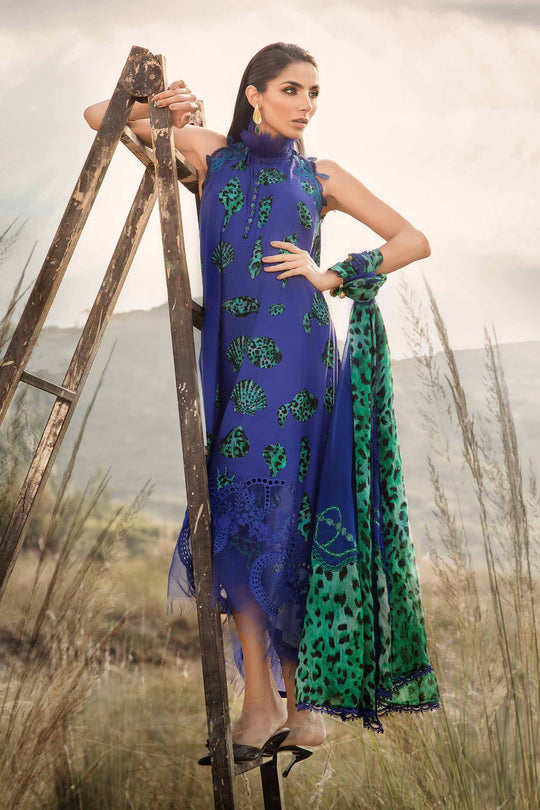 MARIA B - BLUE DIGITAL PRINTED LAWN COLLECTION 25' EMBROIDERED UNSTITCHED 3 PIECE SUIT