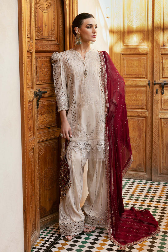 MARIA.B | ELEGANTLY FULL HEAVY EMBROIDERED SCHIFFLI WORK WITH SEQ WORK LAWN | UNSTITCHED 3-PIECE SUIT | D-2511-B