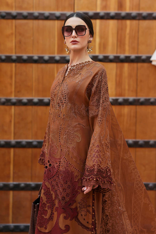 MARIA B | EXCLUSIVE WEAR | FULLY HEAVY CHICKENKARI SCHIFFLI EMBROIDERED LAWN | HEAVY THREAD EMBROIDERED WORK WITH LAZER CUT DESIGN WORK | UNSTITCHED 3-PIECE SUIT | D-2501-B