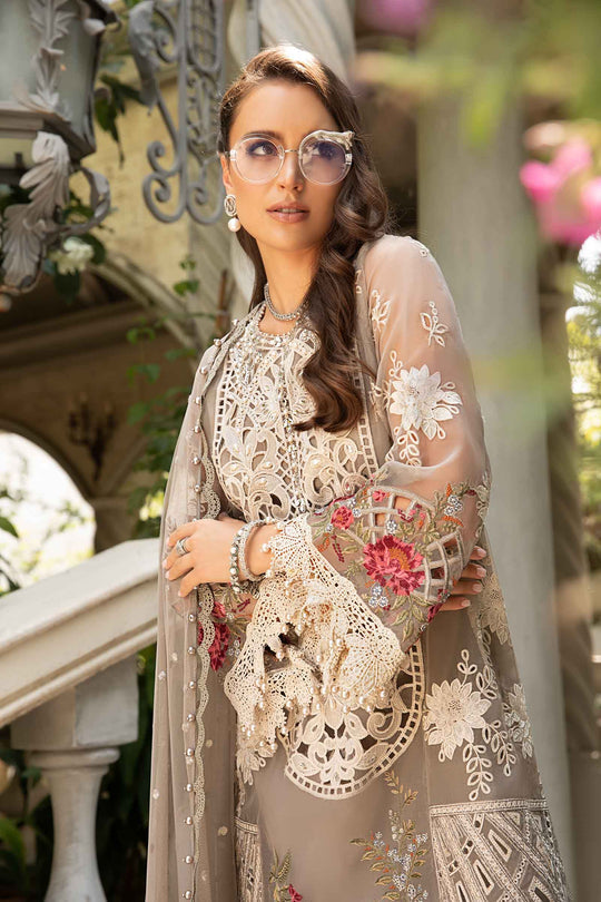 MARIA B- CHIKENKARI LAWN HEAVY EMBROIDERED SHIRT WITH ORGANZA EMBROIDERED READY TO WEAR DUPATTA WITH TROUSER UNSTITCHED SUIT