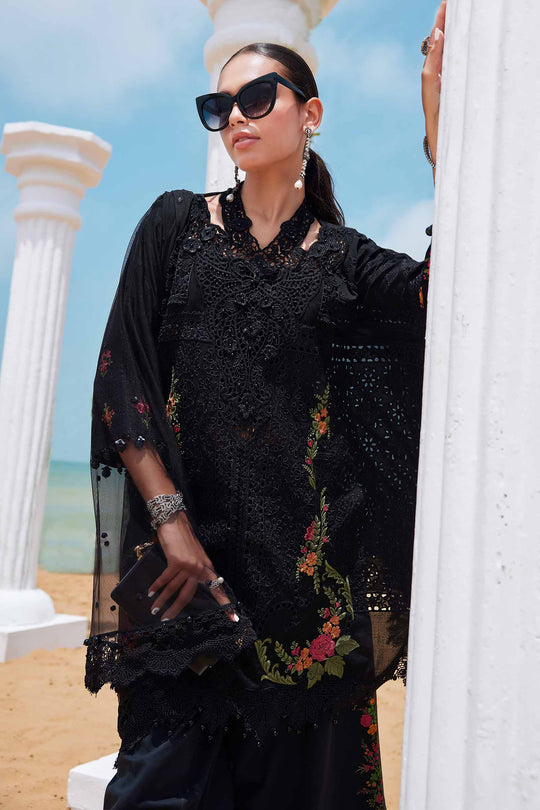 MARIA B | BEAUTIFULLY ARTICLE | FULLY HEAVY CHICKENKARI SCHIFFLI EMBROIDERED LAWN | HEAVY THREAD EMBROIDERED SEQUENCE WORK WITH 3D FLOWER BANCHES ATTACHED | UNSTITCHED 3-PIECE SUIT | D-25-01
