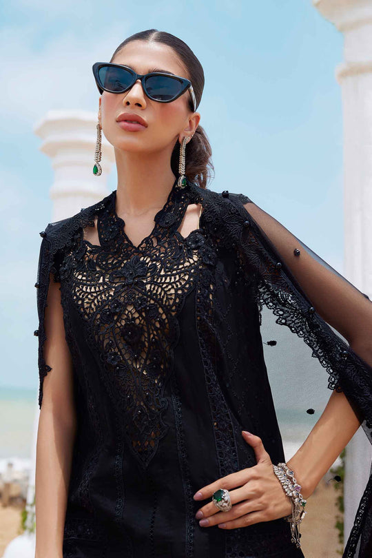MARIA B | BEAUTIFULLY ARTICLE | FULLY HEAVY CHICKENKARI SCHIFFLI EMBROIDERED LAWN | HEAVY THREAD EMBROIDERED SEQUENCE WORK WITH 3D FLOWER BANCHES ATTACHED | UNSTITCHED 3-PIECE SUIT | D-25-01