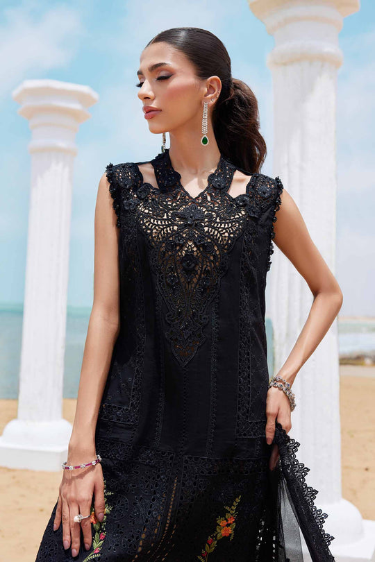 MARIA B | BEAUTIFULLY ARTICLE | FULLY HEAVY CHICKENKARI SCHIFFLI EMBROIDERED LAWN | HEAVY THREAD EMBROIDERED SEQUENCE WORK WITH 3D FLOWER BANCHES ATTACHED | UNSTITCHED 3-PIECE SUIT | D-25-01
