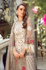 MARIA B- CHIKENKARI LAWN HEAVY EMBROIDERED SHIRT WITH ORGANZA EMBROIDERED READY TO WEAR DUPATTA WITH TROUSER UNSTITCHED SUIT