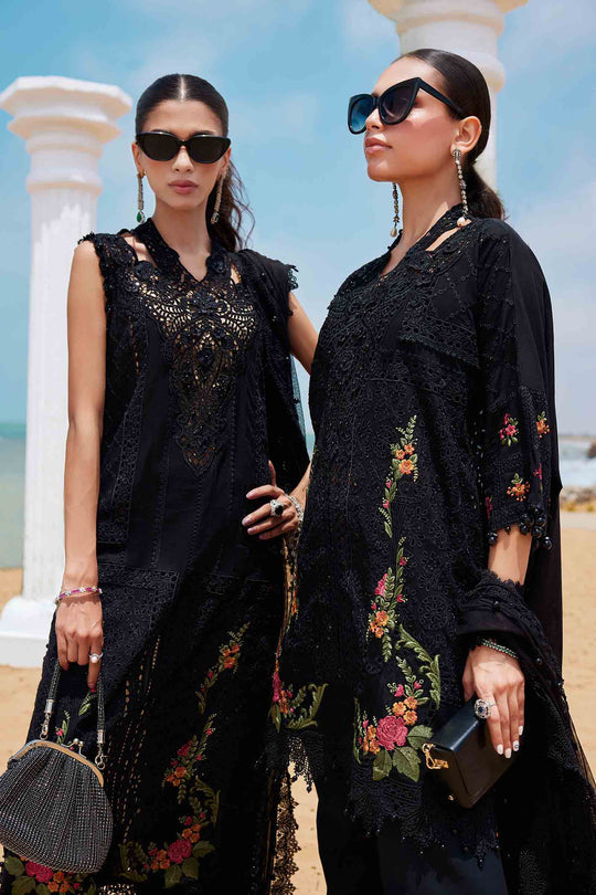 MARIA B | BEAUTIFULLY ARTICLE | FULLY HEAVY CHICKENKARI SCHIFFLI EMBROIDERED LAWN | HEAVY THREAD EMBROIDERED SEQUENCE WORK WITH 3D FLOWER BANCHES ATTACHED | UNSTITCHED 3-PIECE SUIT | D-25-01