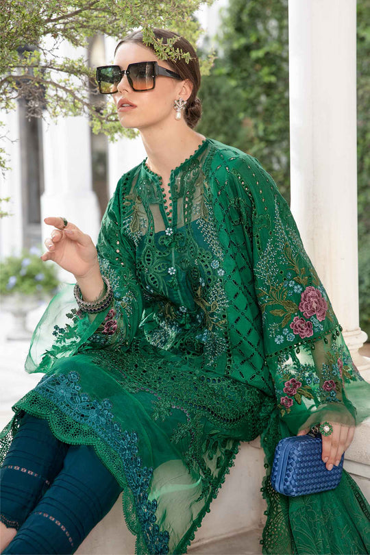MARIA.B | "EID" LUXURY LAWN '25 D-02 | CHICKENKARI WORK WITH HEAVY EMBROIDERED | UNSTITCHED 3-PIECE SUIT