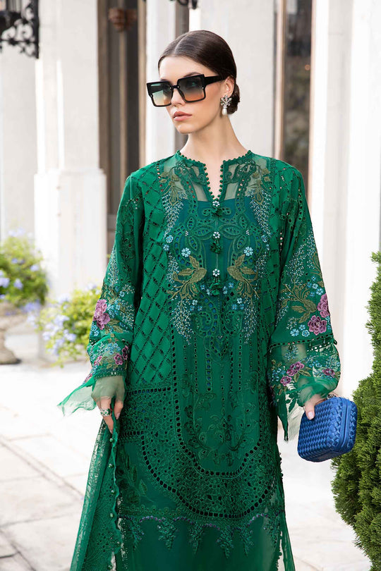 MARIA.B | "EID" LUXURY LAWN '25 D-02 | CHICKENKARI WORK WITH HEAVY EMBROIDERED | UNSTITCHED 3-PIECE SUIT